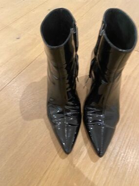 Anine Bing Black Patent Pointed Ankle Booties 39